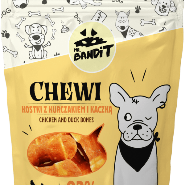 Mr. Bandit CHEWI chicken with duck bones - деликатесно лакомство с пилешко и патешко за кучета 500 гр.