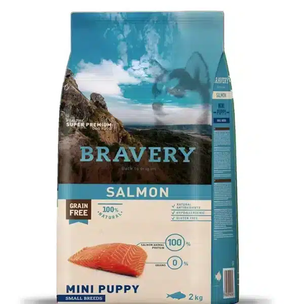 Bravery small&mini puppy salmon - пълноценна храна за подрастващи кучета със сьомга