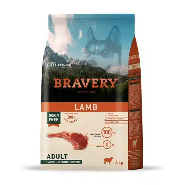 Bravery medium&large adult lamb – пълноценна храна за израснали кучета агнешко,