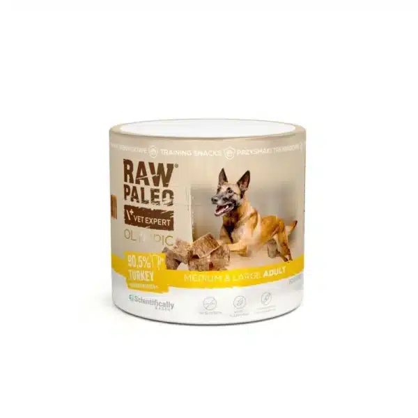 RAW PALEO Olympic Turkey Medium Large 90g - хипоалергенно монопротеиново лакомство за тренировки за кучета