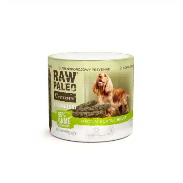 RAW PALEO Cabanossi Game Medium Large 100g - пълноценно лакомство с наденица за кучета