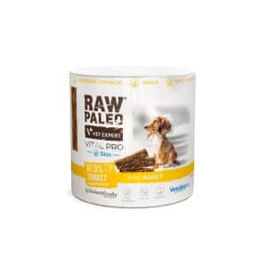 RAW PALEO Vital Pro Skin & Coat Turkey Mini 100g – хипоалергенно монопротеиново функционално лакомство